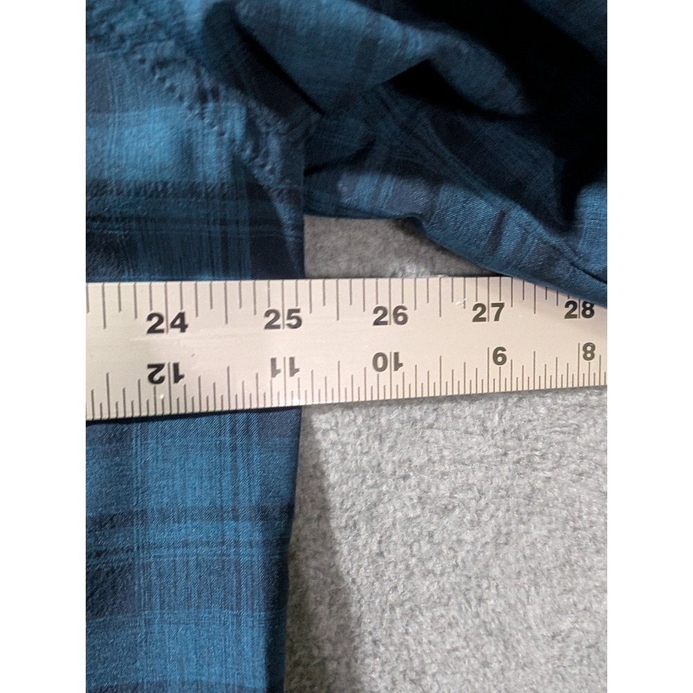 Orvis Shadow Plaid Shirt XL Blue Short Sleeve Vent Fishing Travel - Picture 9 of 10